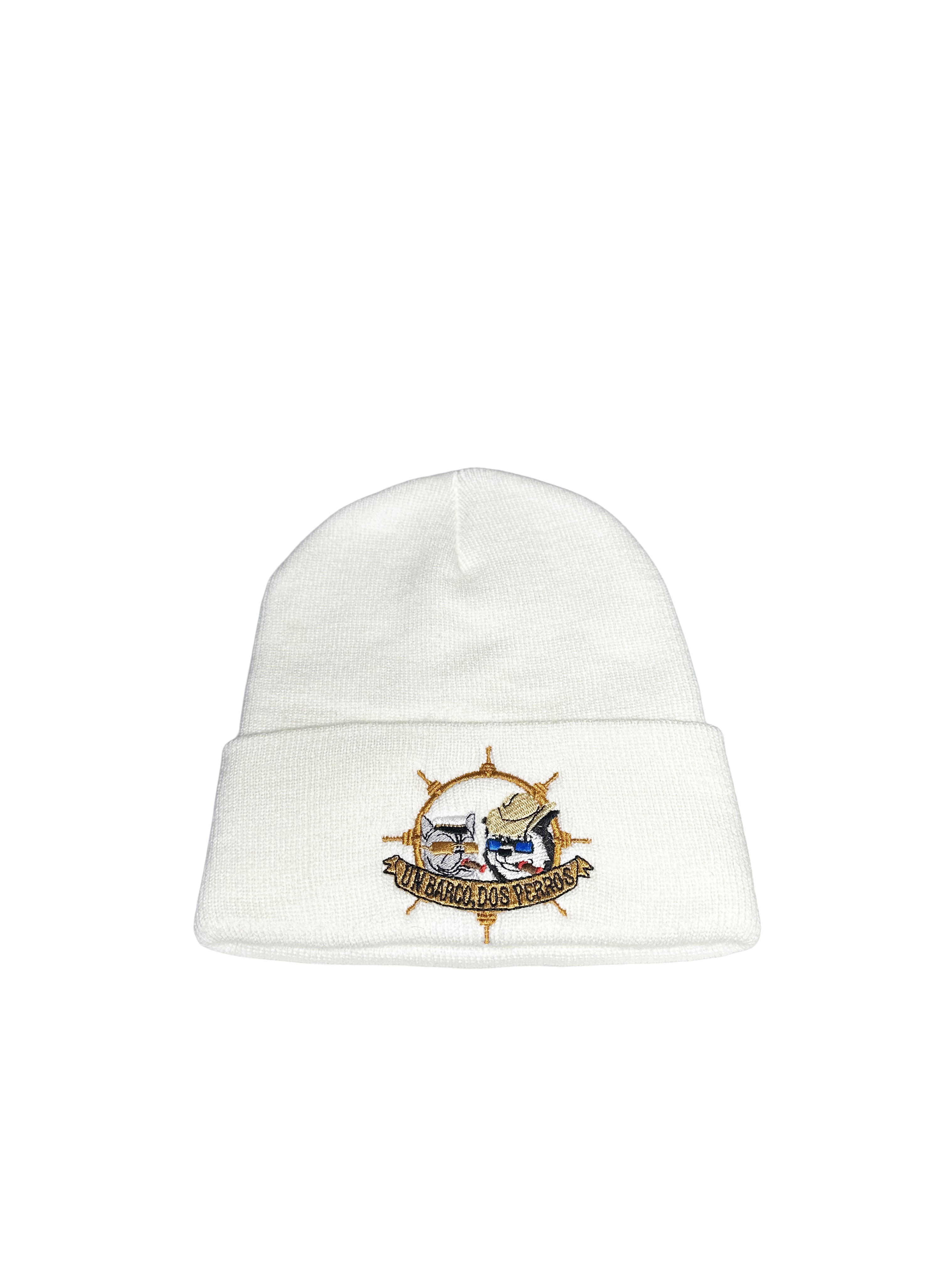 Un Barco Dos Perros- White Knit Beanie